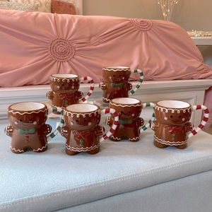 Lang Brown, Red, and Green Gingerbread Men and Women Mugs (set of 6)